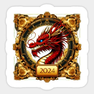 Wooden Gold Red Dragon 2024 No.3 Sticker